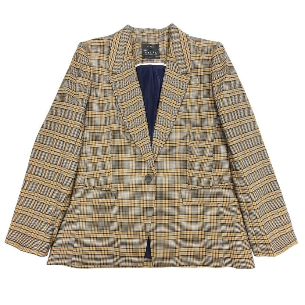 NEW J Crew Willa Wool Blazer Jacket Italian Drapey Plaid Houndstooth Old Money